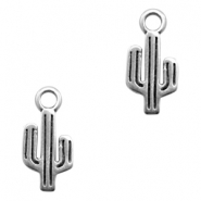 Breloques en m&eacute;tal DQ cactus Argent&eacute; antique (sans nickel)