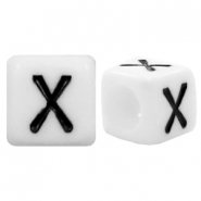 Perles acryliques alphabet lettre X blanc