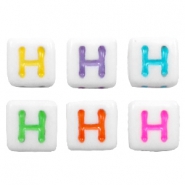 Perles acryliques alphabet lettre H multicolore-blanc