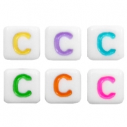 Perles acryliques alphabet lettre C multicolore-blanc