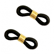 Attache cordon &agrave; lunettes noir-dor&eacute;