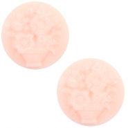 Cabochon basique cam&eacute;e 20mm bouquet rose clair-blanc cass&eacute;