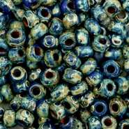 Perles de rocailles Miyuki 6/0 Opaque picasso cobalt blue 6-4518