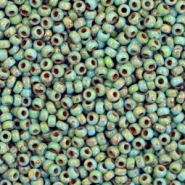 Perles de rocailles Miyuki 11/0 Opaque picasso turquoise blue 11-4514