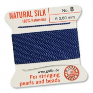 Griffin bead cord natural silk &Oslash;0.8mm Bleu fonc&eacute;