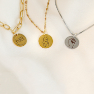 Bijoux féminins avec des breloques en acier inox et des perles en métal DQ