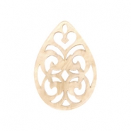 Pendentifs en r&eacute;sine goutte baroque 38x27mm Beige semolina clair