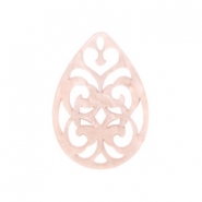 Pendentifs en r&eacute;sine goutte baroque 38x27mm Rose d&eacute;licatesse