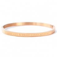 Bracelets en acier inox "LOVE LIFE AND ENJOY EVERY MOMENT" Dor&eacute; ros&eacute;