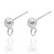 Argent 925 appr&ecirc;ts boucles d'oreilles puces avec anneau Argent