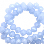 Perles &agrave; facettes 6x4 mm disque Bleu clair-pearl shine coating