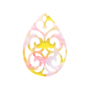 Pendentifs en résine goutte baroque Rose-jaune