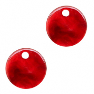 Pendentifs en résine rond 12mm Rouge cerise