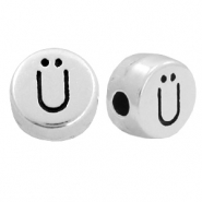 Perles lettres en m&eacute;tal DQ &Uuml; Argent&eacute; antique (sans nickel)