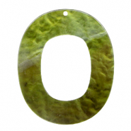 Pendentifs en r&eacute;sine ovale 48x40mm Vert olive