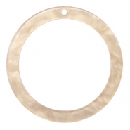 Pendentifs en résine rond 35mm Beige semoule clair
