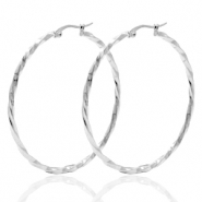 Boucles d'oreilles en acier inox cr&eacute;oles 50mm twist Argent&eacute;