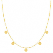 Colliers en acier inox m&eacute;daillons ronds Dor&eacute;