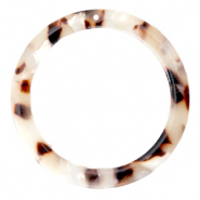 Pendentifs en résine rond 35mm Marron beige mélangé