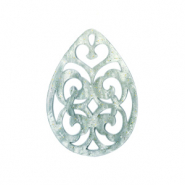 Pendentifs en résine goutte baroque 38x27mm Gris cendre-vert