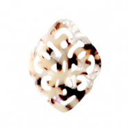 Pendentifs en résine losange baroque Marron beige mélangé