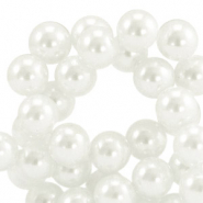 Perles en verre cir&eacute;es 8mm Top Quality Blanc