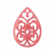 Pendentifs en résine goutte baroque 38x27mm Rose pigeon fruit