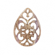 Pendentifs en résine goutte baroque 38x27mm Taupe amande sucré