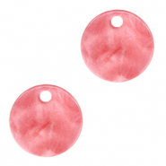 Pendentifs en résine rond 12mm Rose pigeon fruit