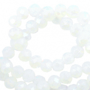 Perles &agrave; facettes 3x2mm disque Blanc lumineux cristal-Pearl Shine Coating