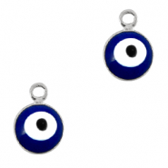 Breloques en m&eacute;tal Basic Quality 6mm Oeil porte-bonheur Argent&eacute;-bleu