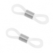 Appr&ecirc;ts en acier inox attache cordon &agrave; lunettes Transparent-Argent&eacute;