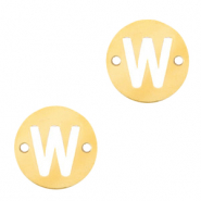 Breloques en acier inox connecteur lettre W rond 10mm Dor&eacute;