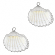 Perles coquillage specials Coque Argent&eacute;-Blanc