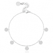 Bracelets en acier inox médaillons ronds Argenté