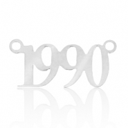 Breloques en acier Inox connecteur ann&eacute;e 1990 Argent&eacute;