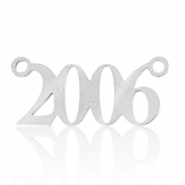 Breloques en acier Inox connecteur ann&eacute;e 2006 Argent&eacute;