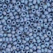 Perles de rocailles Miyuki 11/0 Opaque glazed frosted rainbow soft blue 11-4704