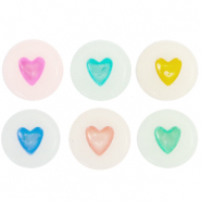 Perles lettres acryliques coeurs glow-in-the-dark Blanc cass&eacute;-multicolore