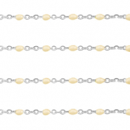 Appr&ecirc;ts en acier inox cha&icirc;ne maille jaseron 1mm&nbsp; Beige huile d'amande-argent&eacute;