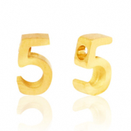 Perles en acier Inox chiffre 5 Dor&eacute;
