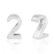 Perles en acier Inox chiffre 2 Argent&eacute;