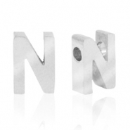 Perles en acier Inox lettre N Argent&eacute;