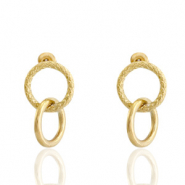 Boucles d'oreilles puces en acier inox anneaux Dor&eacute;