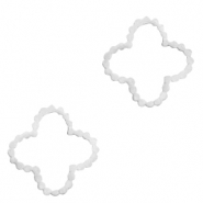 Breloques en acier inox connecteur fleur Argent&eacute;