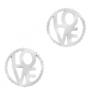 Breloques en acier inox connecteur "LOVE" Argent&eacute;