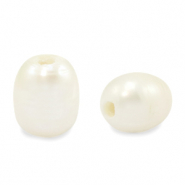 Perles d'eau douce "grain de riz" 11x9mm Blanc naturel