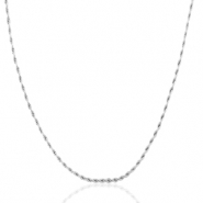 Colliers en acier Inox cha&icirc;ne maille Argent&eacute;