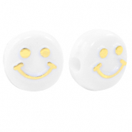 Perles lettres acryliques smiley Blanc-dor&eacute;