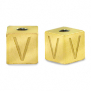 Perles en acier Inox lettre V Doré